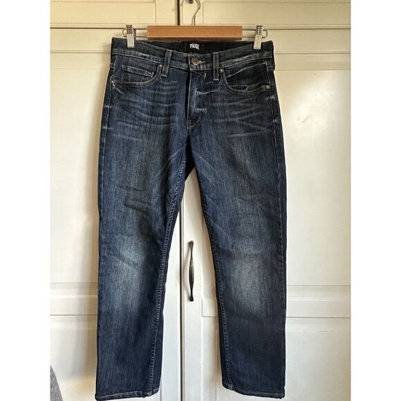 Paige Jeans Womens 28 Straight Leg Denim Dark Wash Ankle Length Mid Rise - Picture 1 of 11